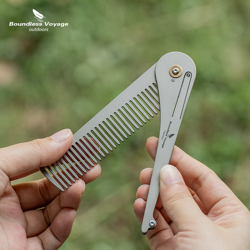 Comb Pocket Titanium - Pettine pieghevole antistatico in titanio puro,